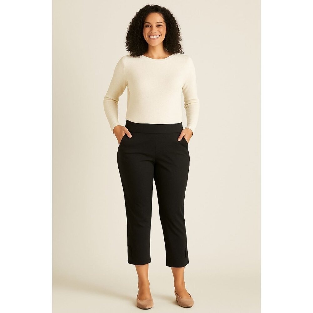 Soft Surroundings Ankle Pants Women Large Black Pull On Stretch Casual Chic